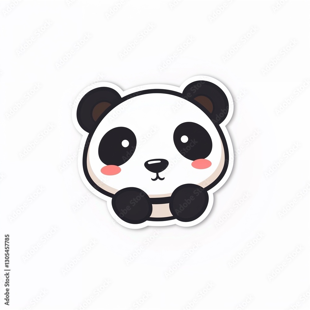 Fototapeta premium Panda Sticker: An adorable panda sticker with a friendly expression, perfect for adding a touch of cuteness to any surface.