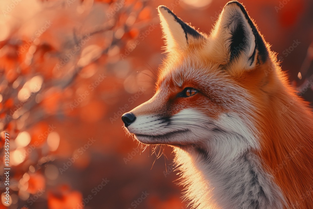 Fototapeta premium Red Fox in Autumn Sunset