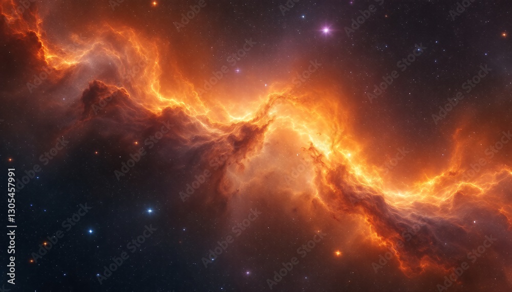 Fototapeta premium orange-nebula-space-stars-background