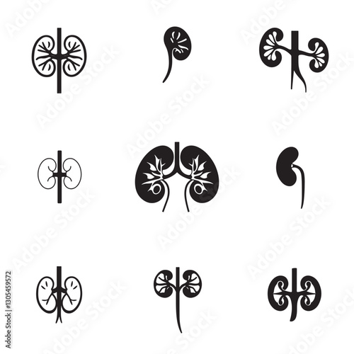 Human kidney icon set
