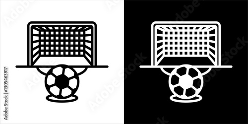 A black and white penalty kick icon