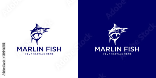 Stylized Blue Marlin Illustration Against a Clean White Background