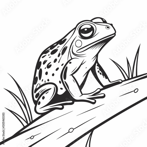 A striking black and white frog drawing with bold outlines, perfect for tattoos, logos, and artistic designs. Ideal for nature and wildlife-themed projects.
