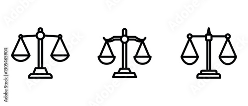 justice-scale outline or line icon design bundle.