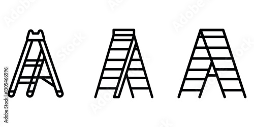 stepladder outline or line icon design bundle.