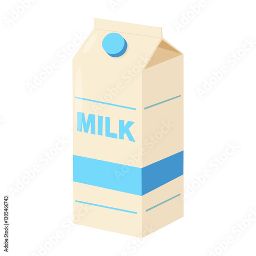 Cow milk carton package. Sealed cardboard container, paper for dairy beverage, fresh natural milky.