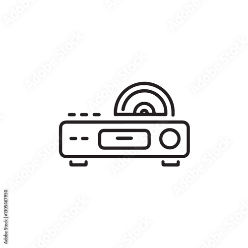 DVD Player Line Icons with Discs, Vector illustration minimal DVD player icons with discs inserted, designed in a clean and modern line art style
