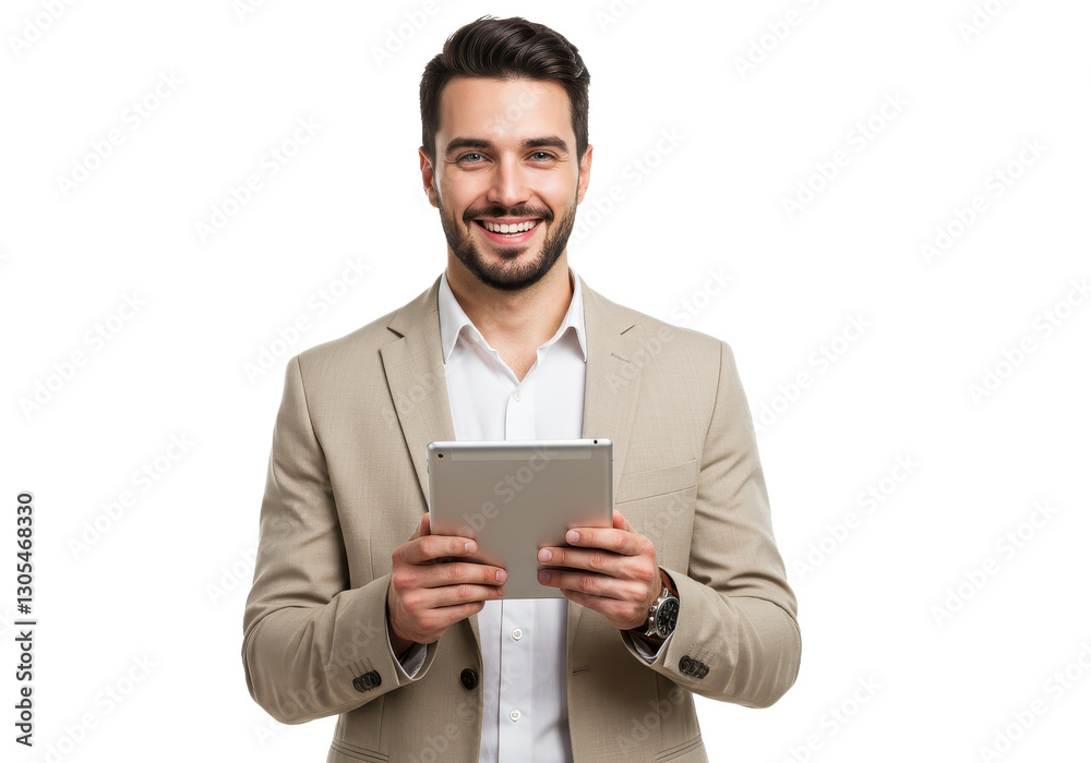 A young businessman with short neatly styled dark hair and a well groomed beard isolated on transparent background A young businessman with short neatly styled dark hair and a well groomed beard isolated on transparent background