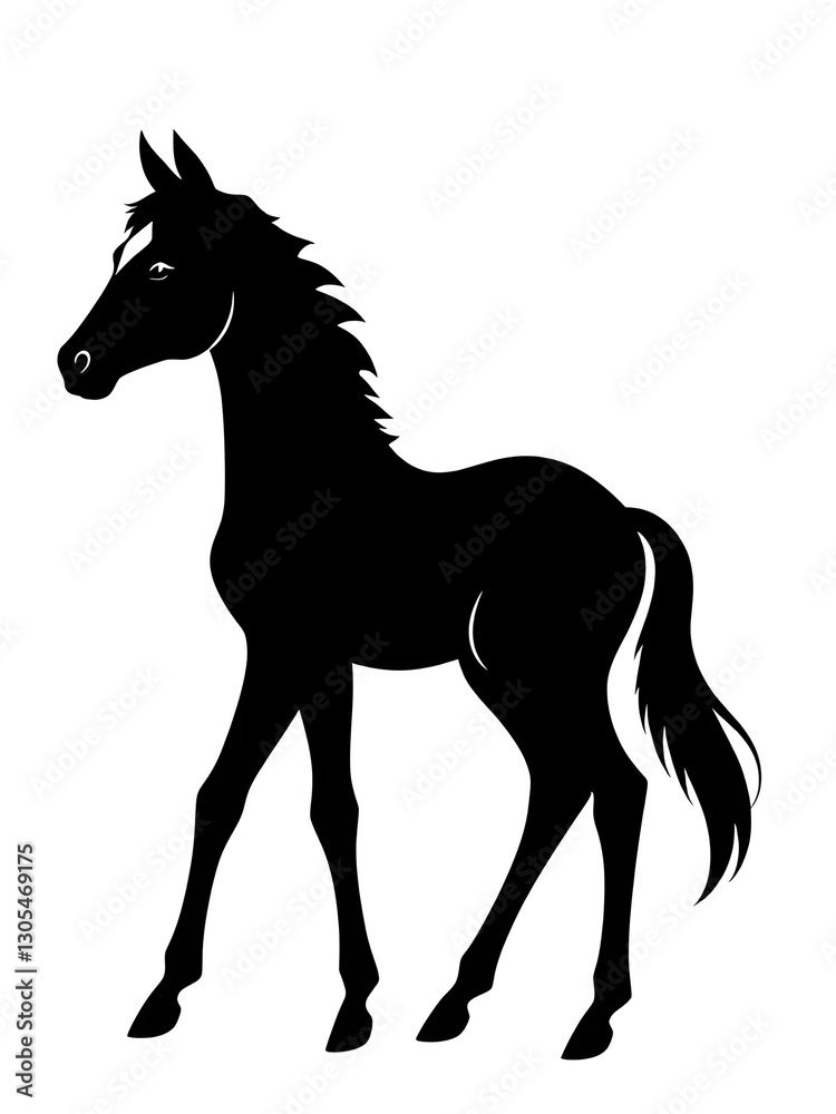 Obraz premium Horse illustration icon, black silhouette vector