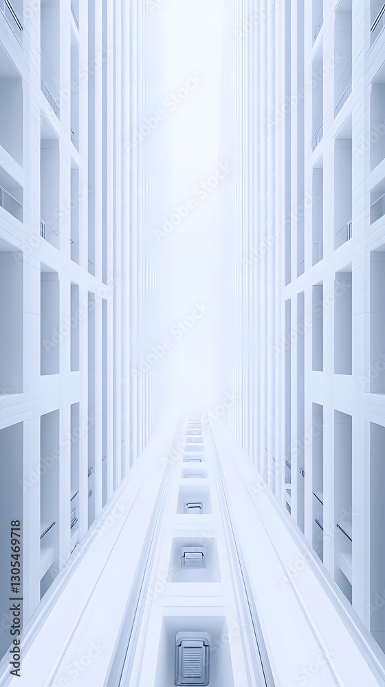 Obraz premium Architectural Corridor with Symmetrical Geometric Lines and Minimalist Design