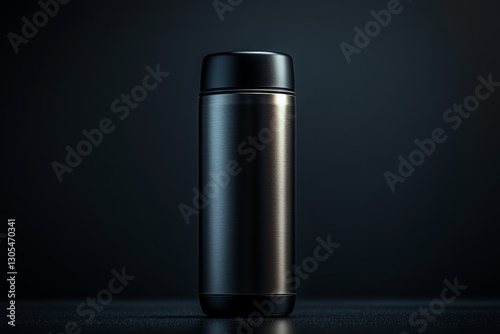 Wallpaper Mural Brushed metal thermal bottle stands on a dark surface, illuminated by dramatic lighting, creating a sleek and stylish image Torontodigital.ca