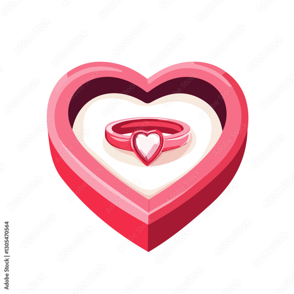 2D flat vector illustration heart-shaped ring box icon isolated on a white background.
2D flat vector illustration heart-shaped ring box icon isolated on a white background.