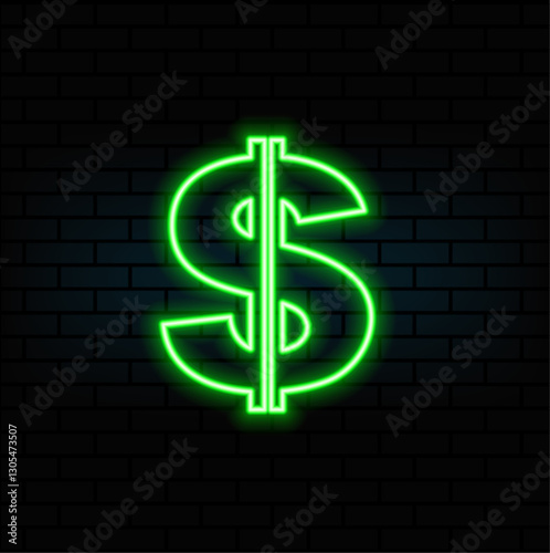 Neon glowing dollar icon. Dollar neon sign. Dollar icon. Illustration of a neon dollar sign isolated on a black background..4