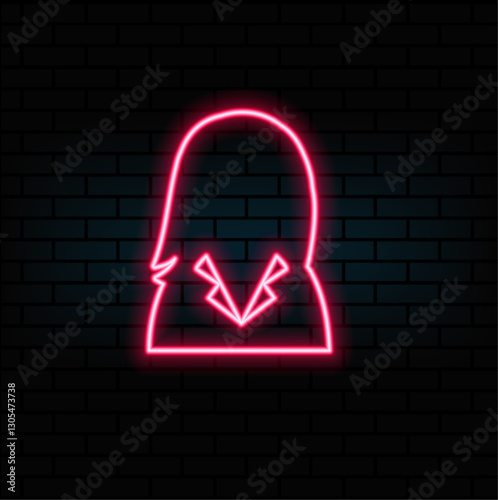 Neon Toilet sign. Pointer to the toilet or bathroom. female gender neon sign. WC toilet sign neon light design. Glowing lines on a black background..4