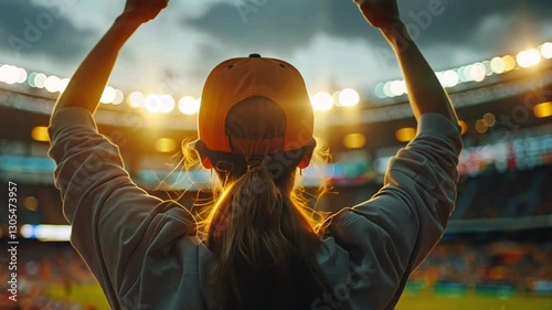 Crowd cheers with excitement in a vibrant stadium during a thrilling sporting event in the late afternoon