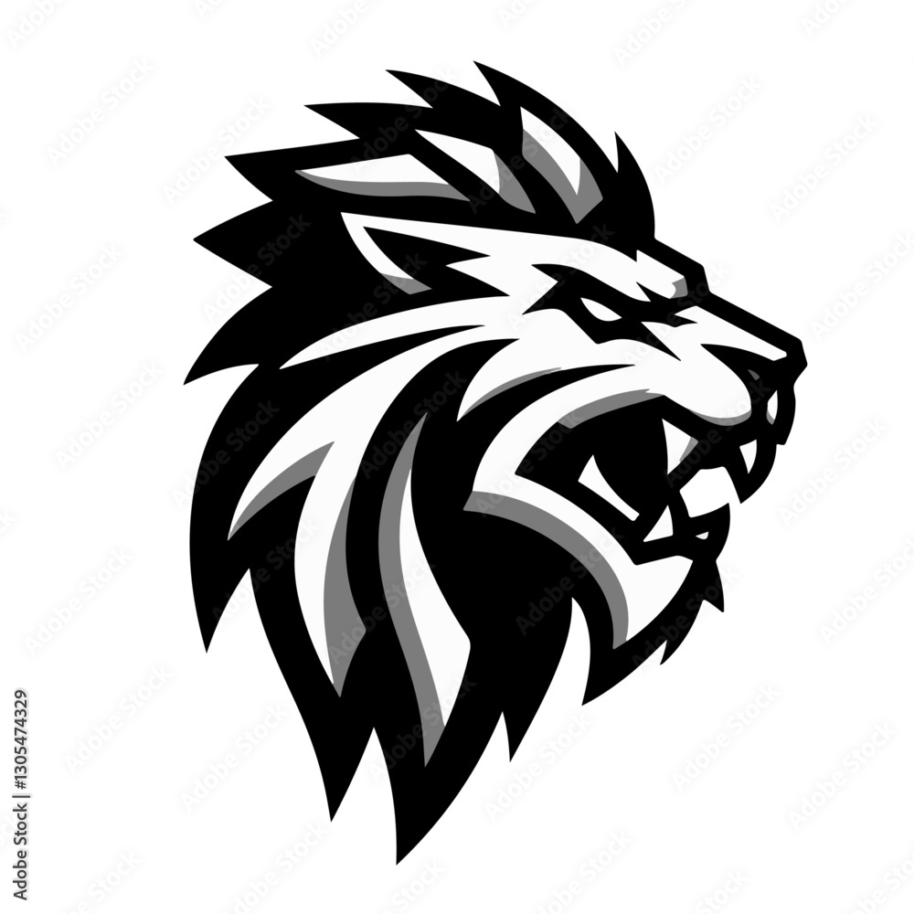 Fototapeta premium Head animal esport logo black and white style