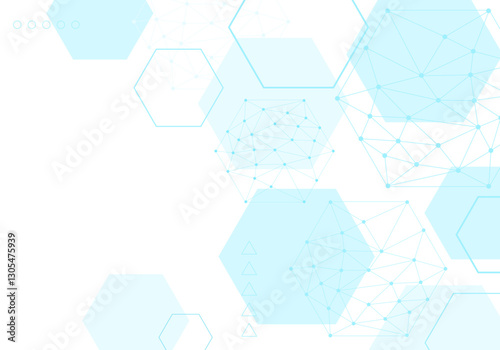 Geometric haxagon light medical background. Technology medical design. Background of hexagon geometric blue pattern