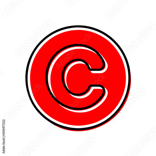 Red copyright symbol on white background, intellectual property concept