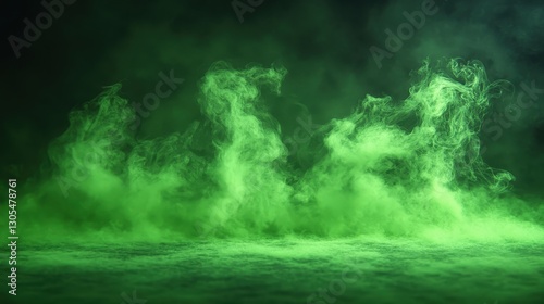 Green Smoke, Dark Background, Eerie Scene