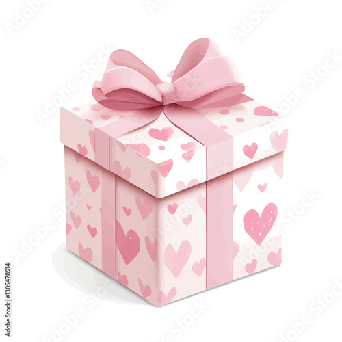 2D flat vector illustration romantic gift box with ribbon icon isolated on a white background.

