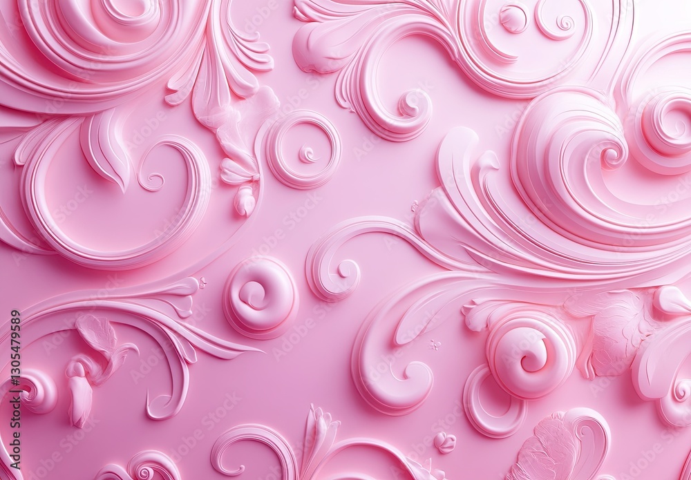 3D embossed pink background with elegant swirls and patterns 3D embossed pink background with elegant swirls and patterns