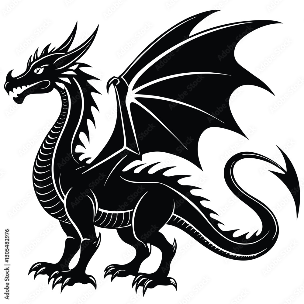 Naklejka premium black dragon vector illustration