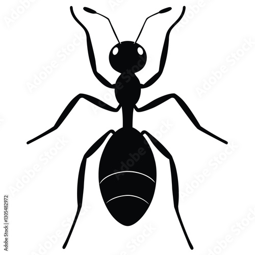 Creative Ant Icon in Black Silhouette, Simple Yet Elegant Clipart