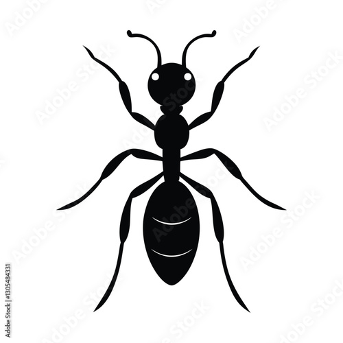 Artistic Black Ant Silhouette, Minimalist and Stylish Icon Clipart