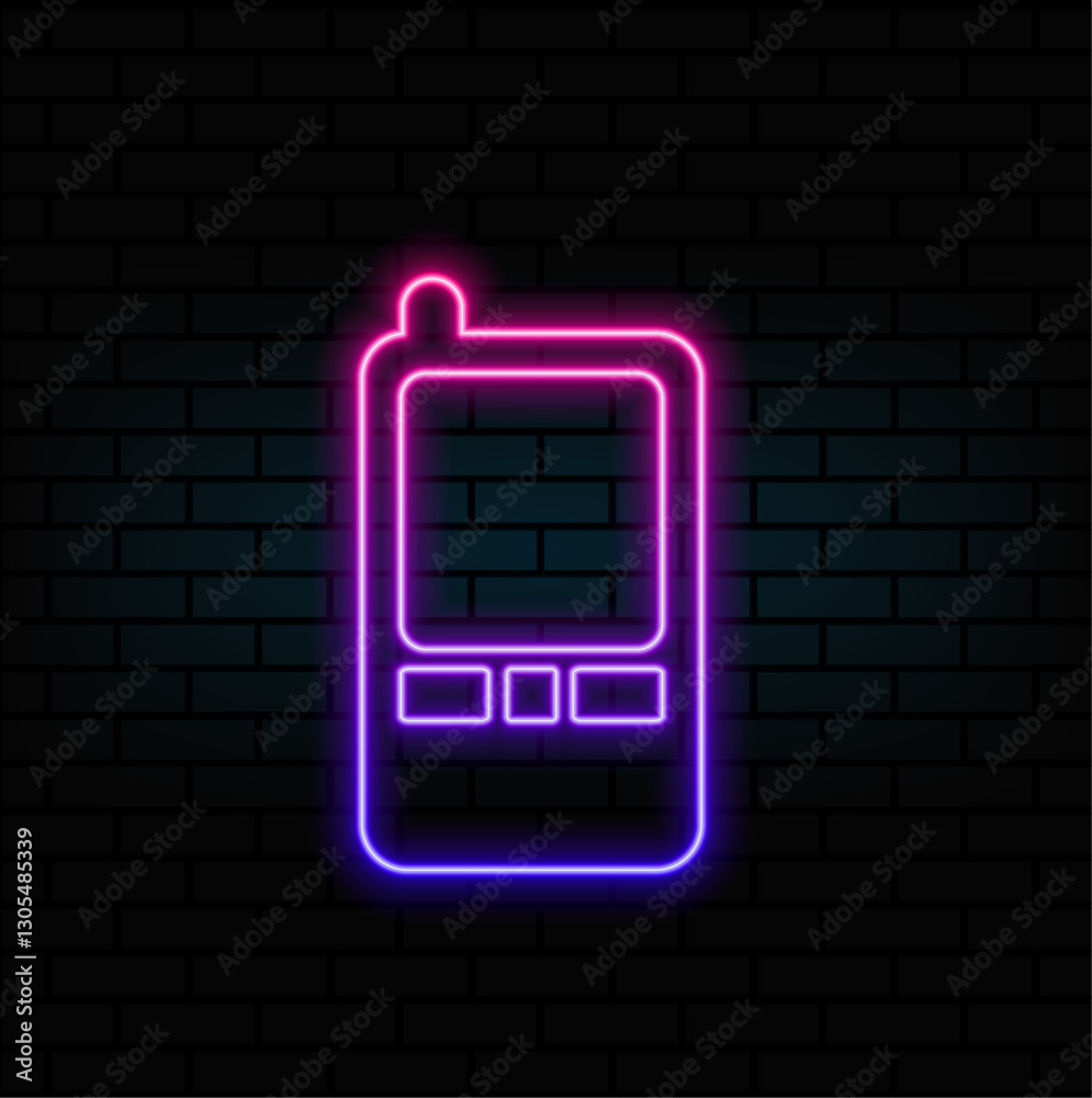 Walkie talkie icon vector outline illustration. neon style. Walkie talkie icon vector outline illustration. neon style.