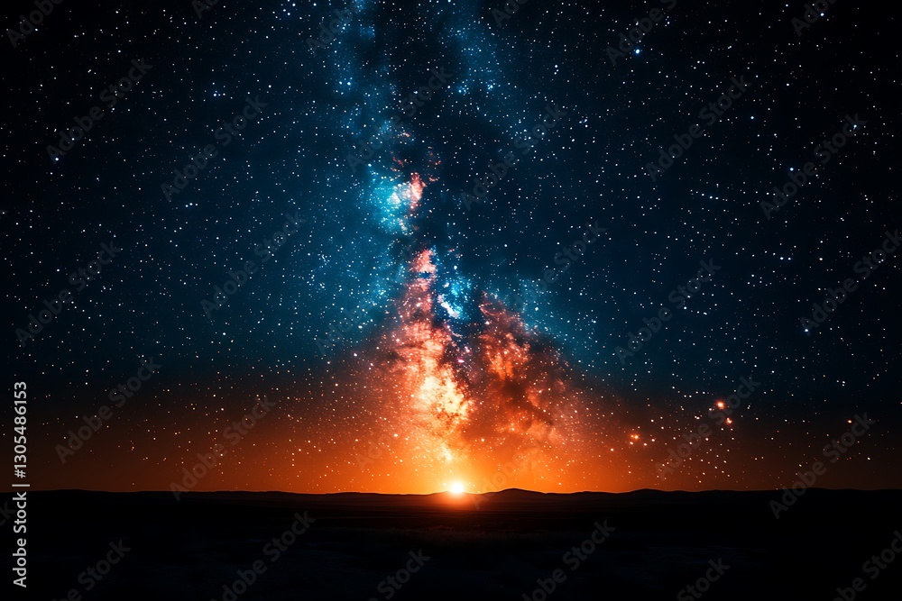 Naklejka premium A breathtaking view of the Milky Way galaxy at twilight