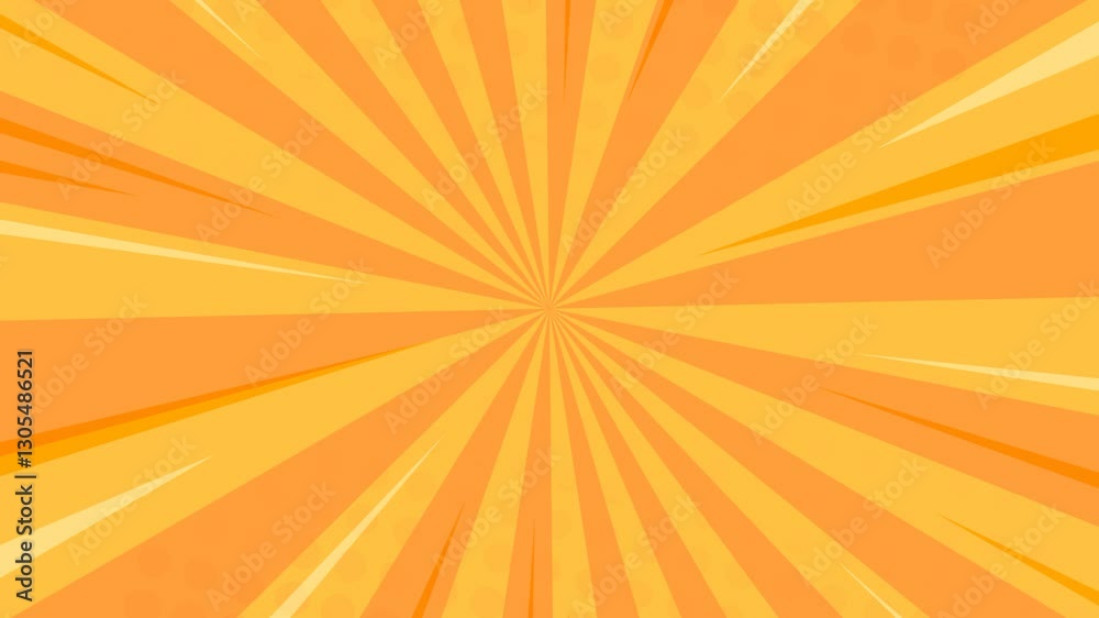 Sunburst Starburst rays yellow and orange color background. Rotating Sun ray animation background. Animated shining sun. Slow Motion video.