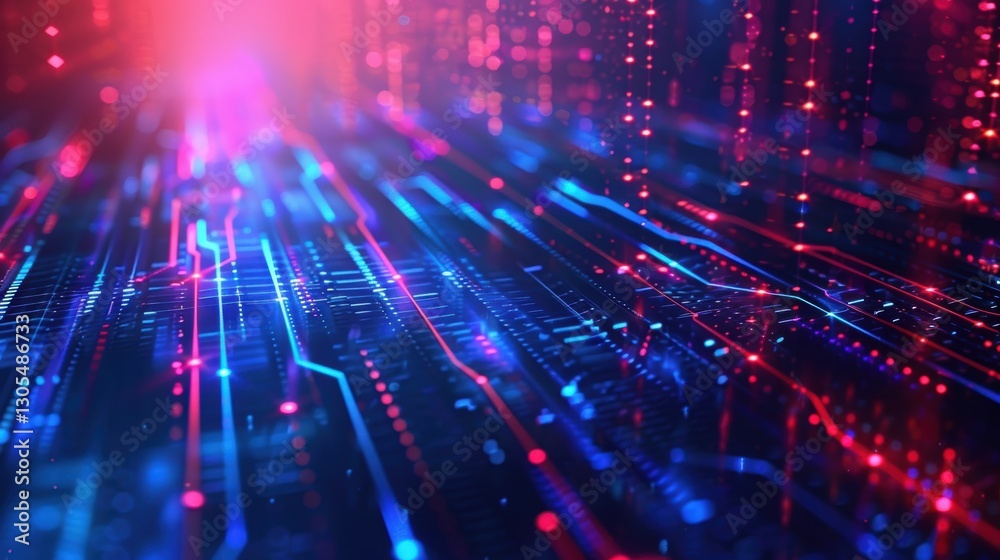 Neon Blue and Red Abstract Depicting Cybersecurity with Dynamic Firewalls and Data Streams Neon Blue and Red Abstract Depicting Cybersecurity with Dynamic Firewalls and Data Streams