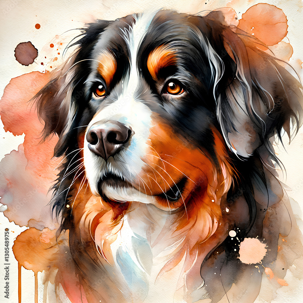 Fototapeta premium Bernese Mountain Dog Watercolor