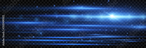 Blue horizontal highlights. Glowing stripes on a transparent background. Vector illustration.EPS 10.