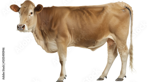 Grey-brown Brown Swiss cattle renowned for exceptional milk yield isolated on transparent background photo