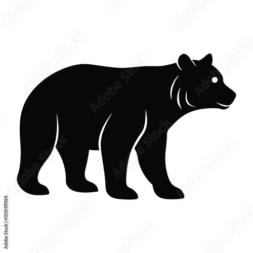 Modern Black Grizzly Bear Silhouette, Clean and Stylish Vector Icon for Graphic Design