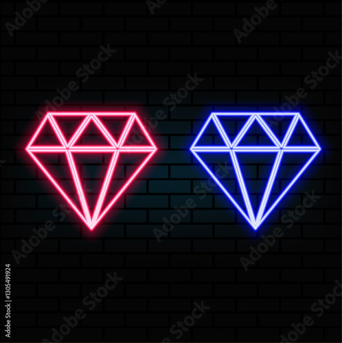 Diamond neon icon. Simple thin line, outline vector of casino icons for ui and ux, website or mobile application..5