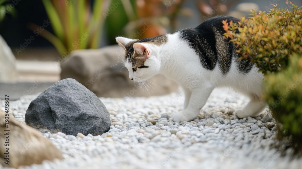 Fototapeta premium Cat in Japanese Garden (1)