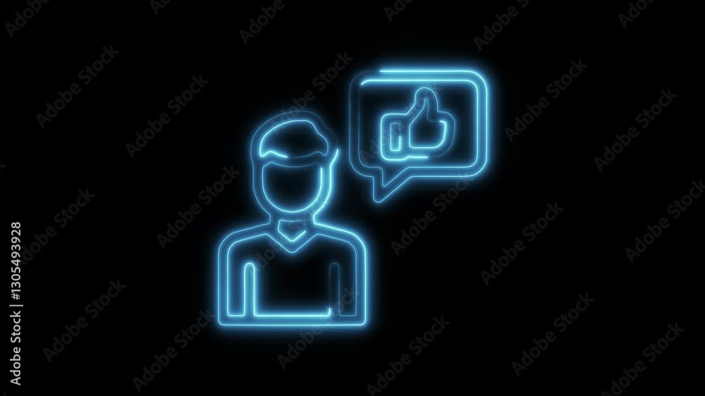 Glowing neon user feedback icon isolated on black background. HD Video motion graphic animation icon Glowing neon user feedback icon isolated on black background. HD Video motion graphic animation icon