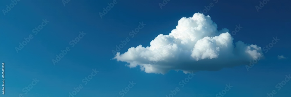 Obraz premium Soft white cloud suspended in mid-air on a dark blue background, landscape, vast