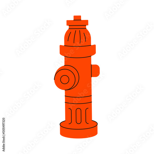 Fire hydrant. Cartoon firefighter emergency equipment for water supply, red fireman department equipment for burn rescue minimal flat style. Vector isolated illustration