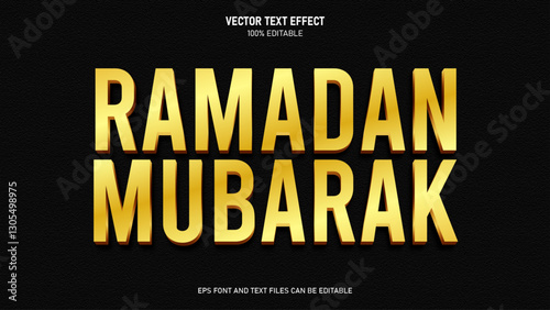 Ramadan mubarak 3d text style gold color editable text effect