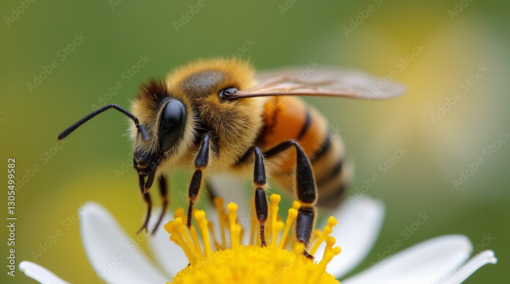 Bumblebee in Action: Pollinating Flowers with Yellow Pollen in a Wild Garden During Spring Bumblebee in Action: Pollinating Flowers with Yellow Pollen in a Wild Garden During Spring