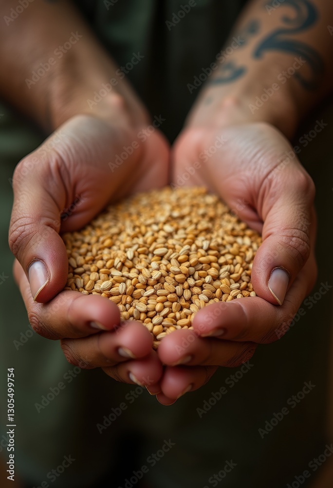 A close-up of hands cradling a pile of golden seeds, symbolizing growth, nourishment, and the connection to nature. A close-up of hands cradling a pile of golden seeds, symbolizing growth, nourishment, and the connection to nature.