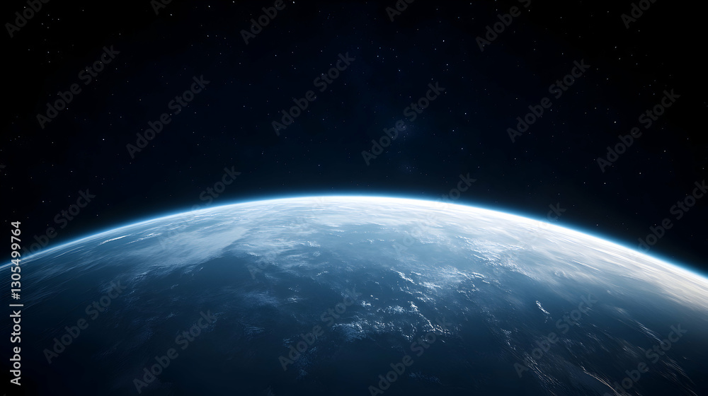 Obraz premium A stunning view of Earth from space, showcasing its curved horizon and atmospheric layer. This image captures the beauty and fragility of our planet in the vast universe.