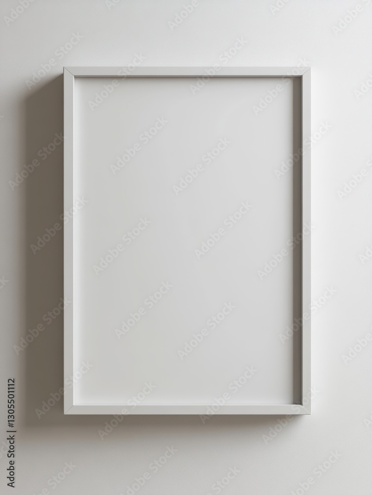 A minimalist white frame hangs on a plain wall, casting subtle shadows. The simplicity evokes a sense of calm and focus A minimalist white frame hangs on a plain wall, casting subtle shadows. The simplicity evokes a sense of calm and focus