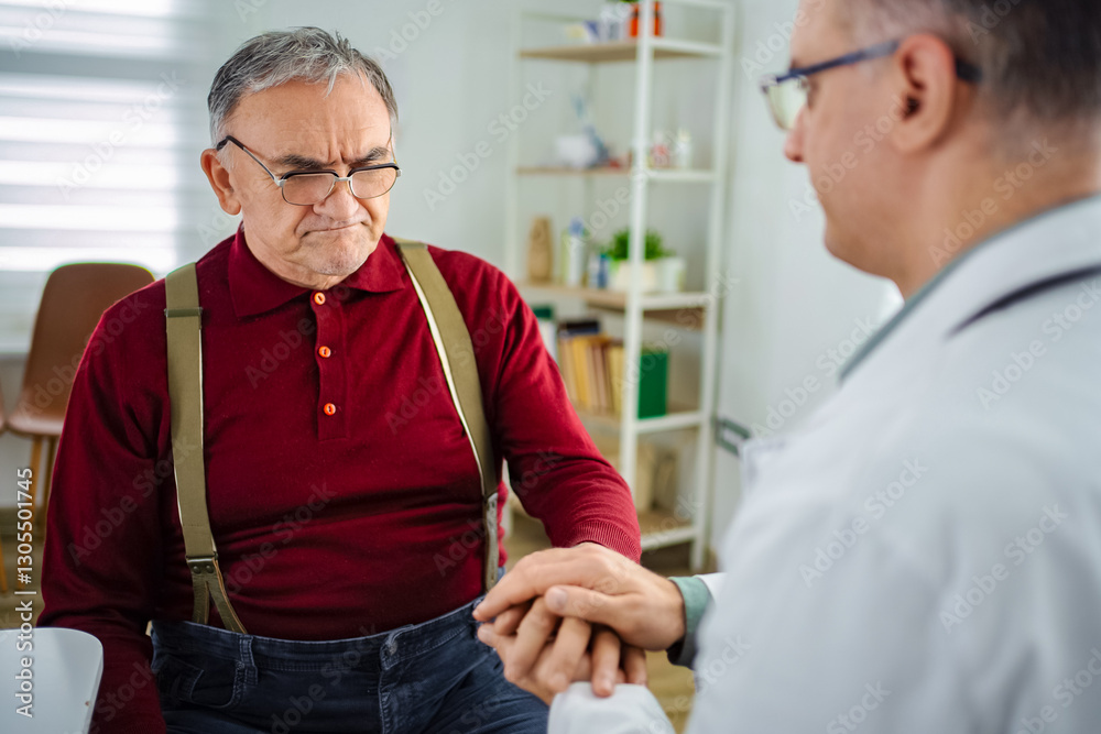 Obraz premium Elderly man receives health check-up from attentive doctor