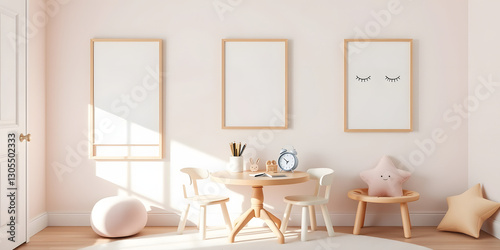 Minimalist Scandinavian Children's Room with Soft Pastel Decor