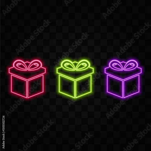 Pile of presents in neon style