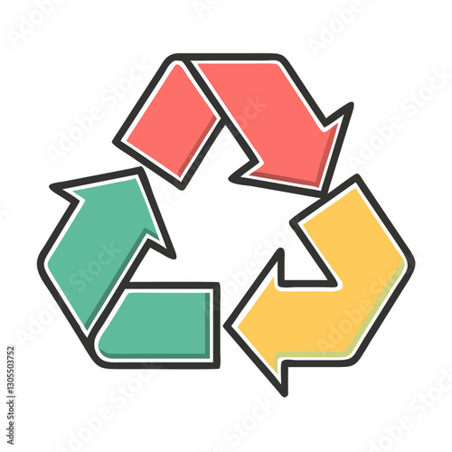 Colorful recycling symbol on white background, sustainability concept